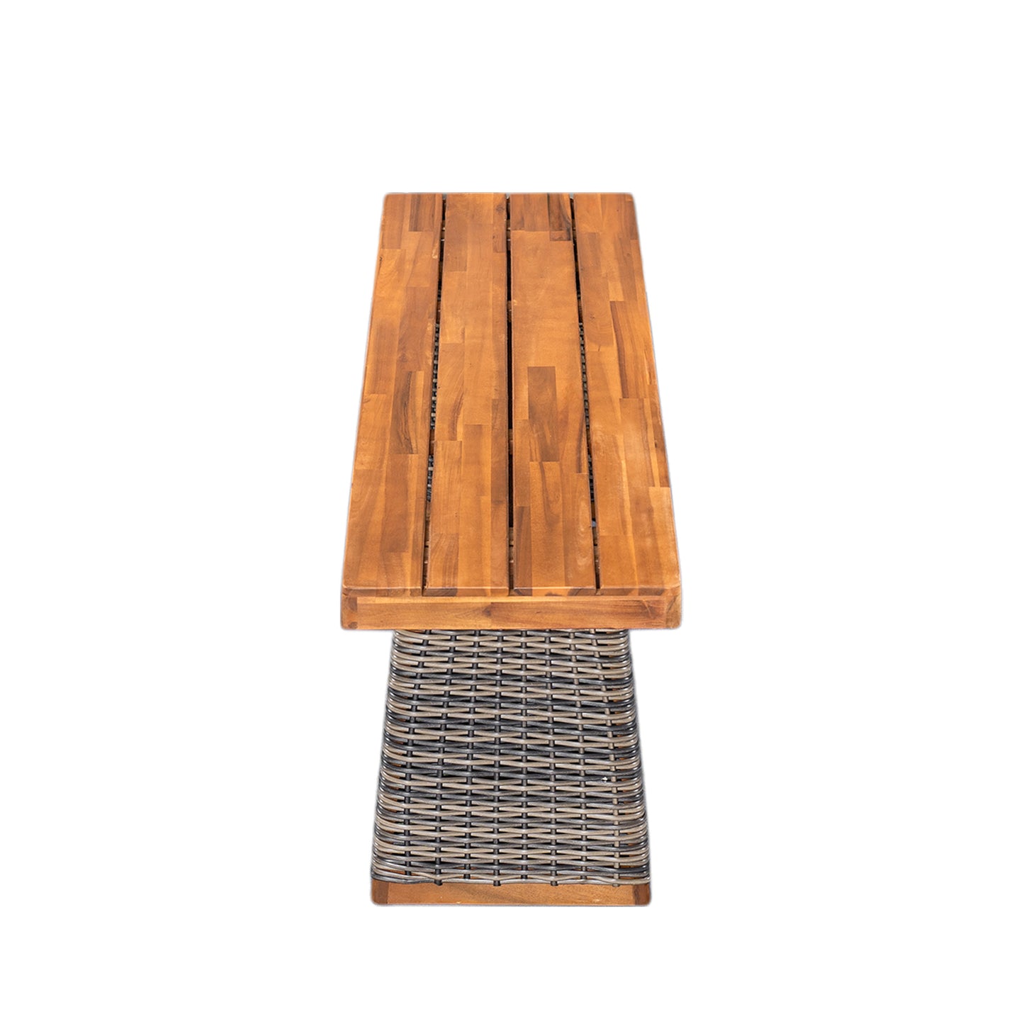 Outdoor 1pcs Acacia Wood Bench,Teak Finish+ Grey Wicker image 5