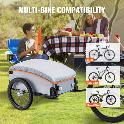 Bike Cargo Trailer, 100 lbs Load Capacity, Heavy-Duty Bicycle Wagon Cart, Foldable Compact Storage with Universal Hitch, Waterproof Cover, 16" Wheels, Safe Reflectors, Fits 22"-28" Bike Wheels image 4