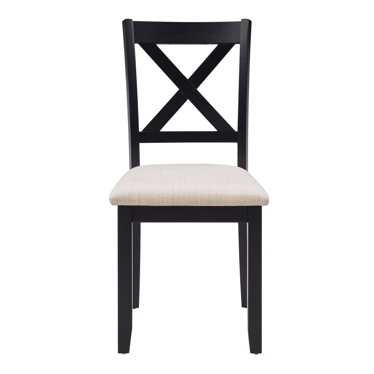 Dining Chairs Only, Wooden Dining Chairs Set of 4, Kitchen Chair with Padded Seat, Upholstered Side Chair for Dining Room, Living Room, Kitchen, Black & Beige two tone image 11