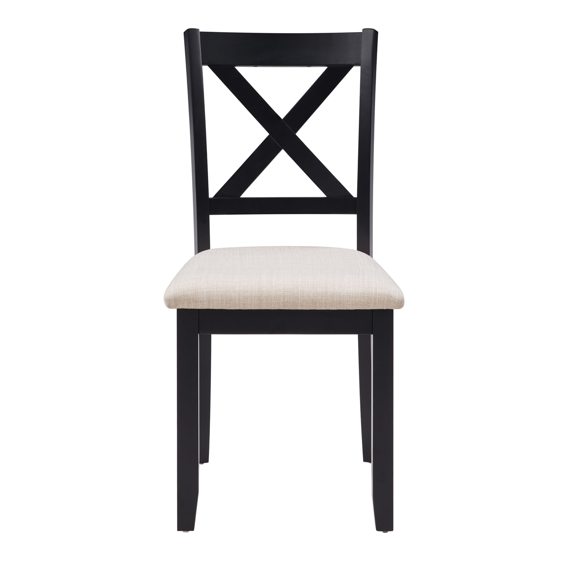 Dining Chairs Only, Wooden Dining Chairs Set of 4, Kitchen Chair with Padded Seat, Upholstered Side Chair for Dining Room, Living Room, Kitchen, Black & Beige two tone image 11