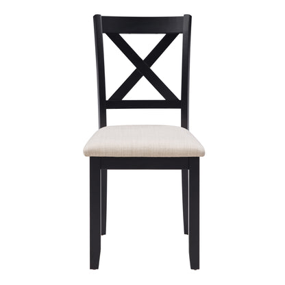 Dining Chairs Only, Wooden Dining Chairs Set of 4, Kitchen Chair with Padded Seat, Upholstered Side Chair for Dining Room, Living Room, Kitchen, Black & Beige two tone image 11