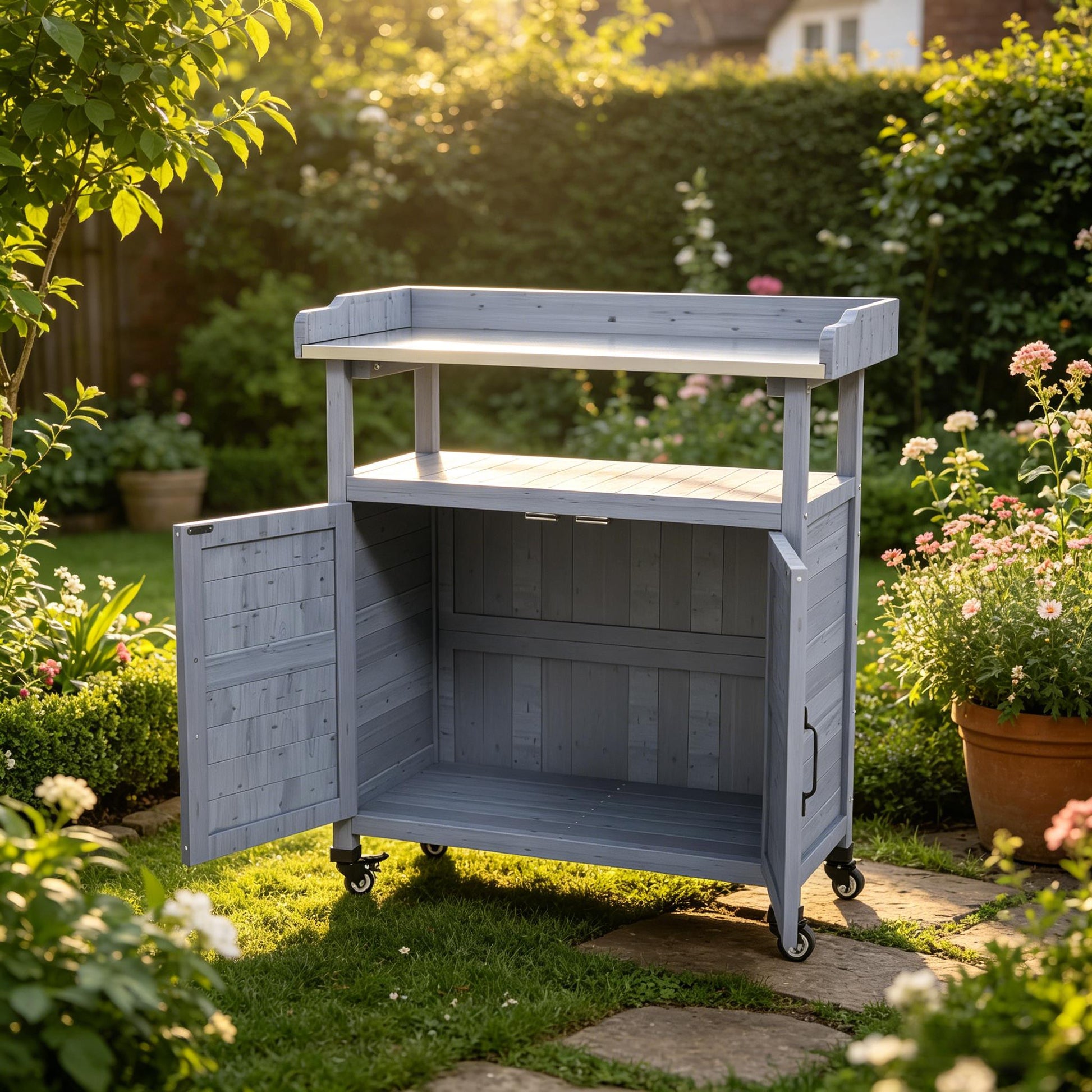 Backyard Storage Cabinet,Wooden Storage Cabinet,Patio Storage Cabinet,Outdoor Storage Cabinet image 2