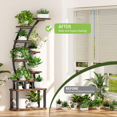 Plant Stand indoor 9-Tiered , 63.6" Tall Plant Stand with 5 Grow Lights, Adjustable Lighting Modes (5/3/2 Lights), 10-Level Dimming & 3 Timer Settings, Energy-Efficient, Perfect for Plant Growth