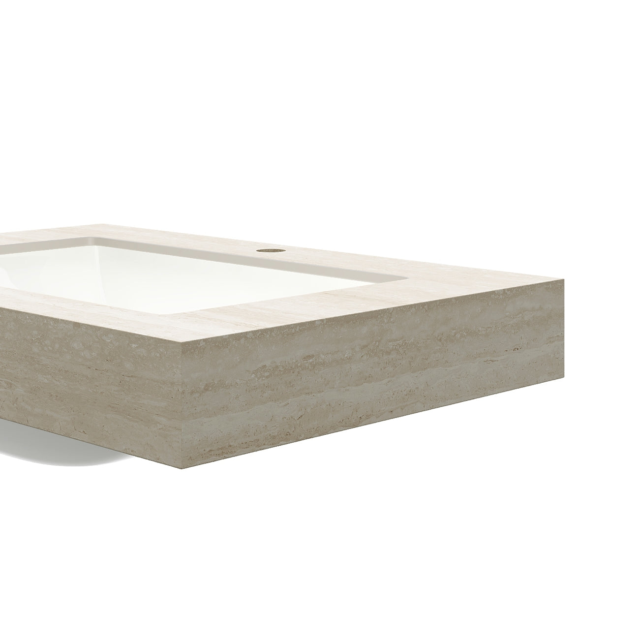 30" Roma Travertine-Pattern Sintered Stone Countertop and Undermount Ceramic Basin, NO Cabinet, NO Faucet and Drain, Suitable for Vanity TILLEY, YOLAN, FRIGGA, etc. image 4