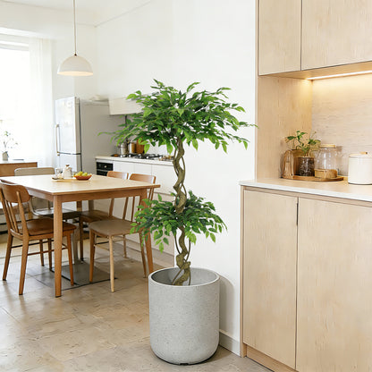 5.2FT Artificial Ficus Tree, Lifelike Faux Banyan Tree with Pot for Home, Office Patio Decor, 1pc/set image 1