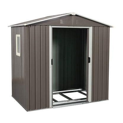 6ft x 5ft Outdoor Metal Storage Shed gray With window image 6