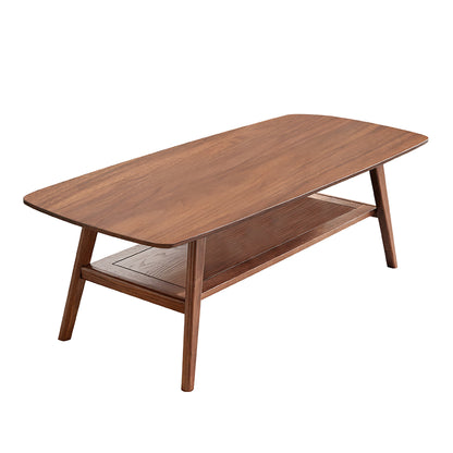 Center table Low Table 100% solid Oak Wood Top plate Desk Coffee table Width 100 x Depth 50 x Height 44 cm Study desk Work from home Easy to assemble Walnut Color Wood With Storage Shelf image 1