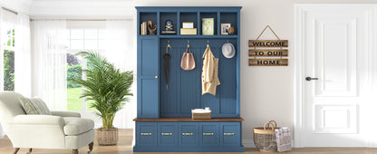 U-Can Entryway Hall Tree with Coat Hooks, Shoe Bench & Drawer Storage Cabinet image 6