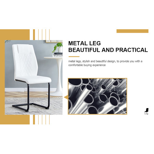 Modern dining chairs with faux leather upholstered seats - dining room chairs with metal legs, suitable for kitchen, living room, bedroom, dining room side chairs, set of 4 pieces (white+PU leather) image 11