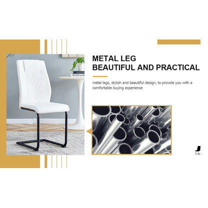 Modern dining chairs with faux leather upholstered seats - dining room chairs with metal legs, suitable for kitchen, living room, bedroom, dining room side chairs, set of 4 pieces (white+PU leather) image 11