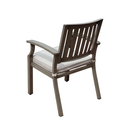 Outdoor Modern Aluminum Dining Chair with Cushion (Set of 2), Dark Gray and Silver image 7