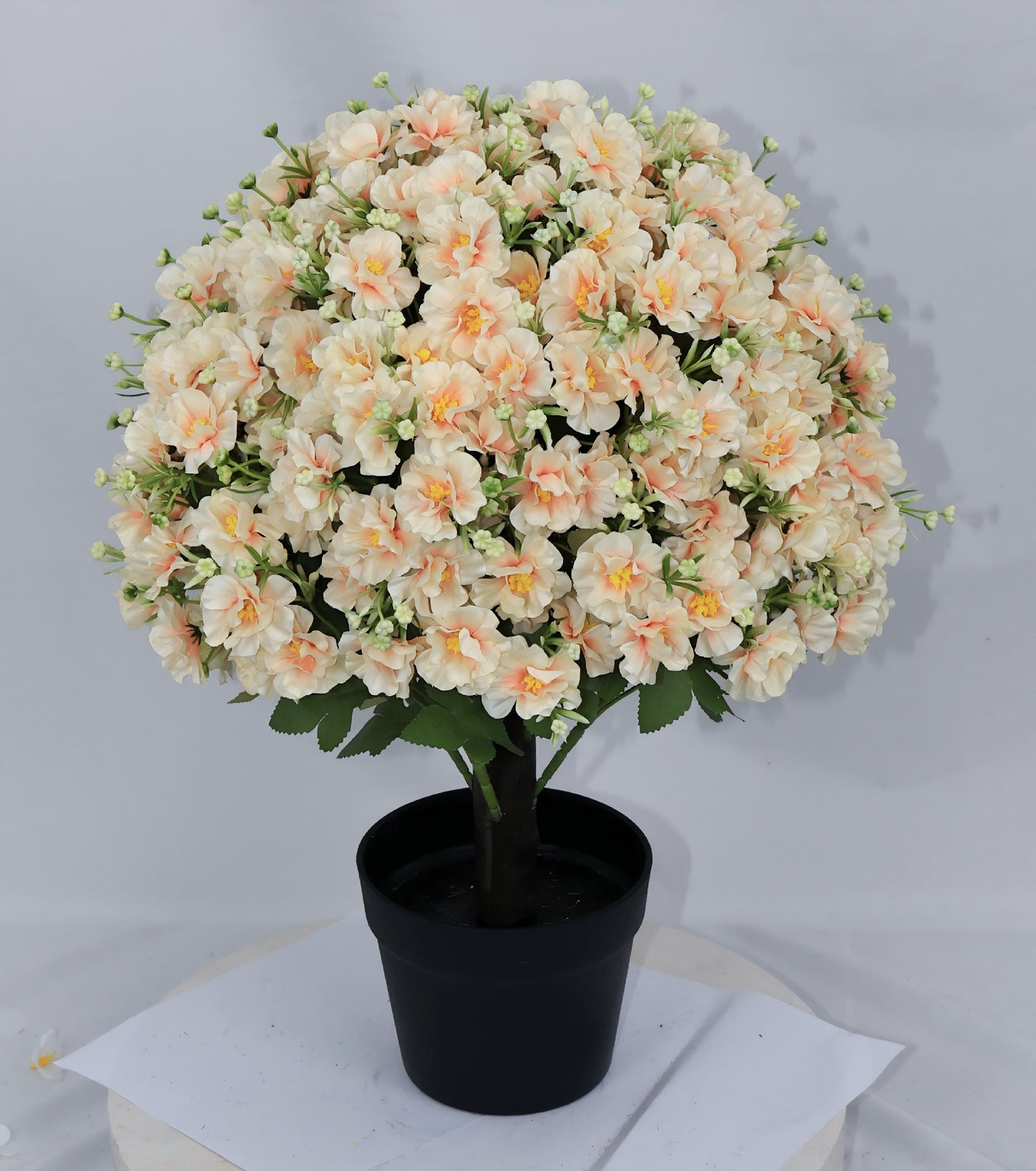24-Inch Faux Flower Artificial Snow Lotus Potted Plant UV-Resistant Artificial Floral Decor Suitable for Indoor & Outdoor Spaces(Peach Pink),2 Pots per /Set image 2
