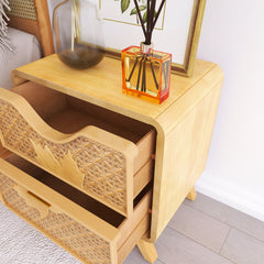 Hand-Carved Accent Cabinet with 2 Drawers - Elegant Storage Solution