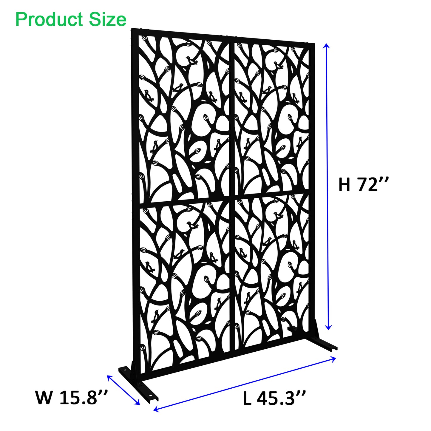 Metal Privacy Screens W3.8Ft X H6Ft Outdoor and Indoor Divider with Free Standing Decorative Privacy Screen for Balcony Patio Garden Room Divider, Black Bird Shape image 7