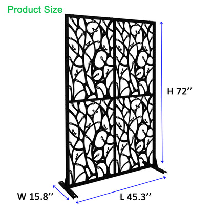 Metal Privacy Screens W3.8Ft X H6Ft Outdoor and Indoor Divider with Free Standing Decorative Privacy Screen for Balcony Patio Garden Room Divider, Black Bird Shape image 7