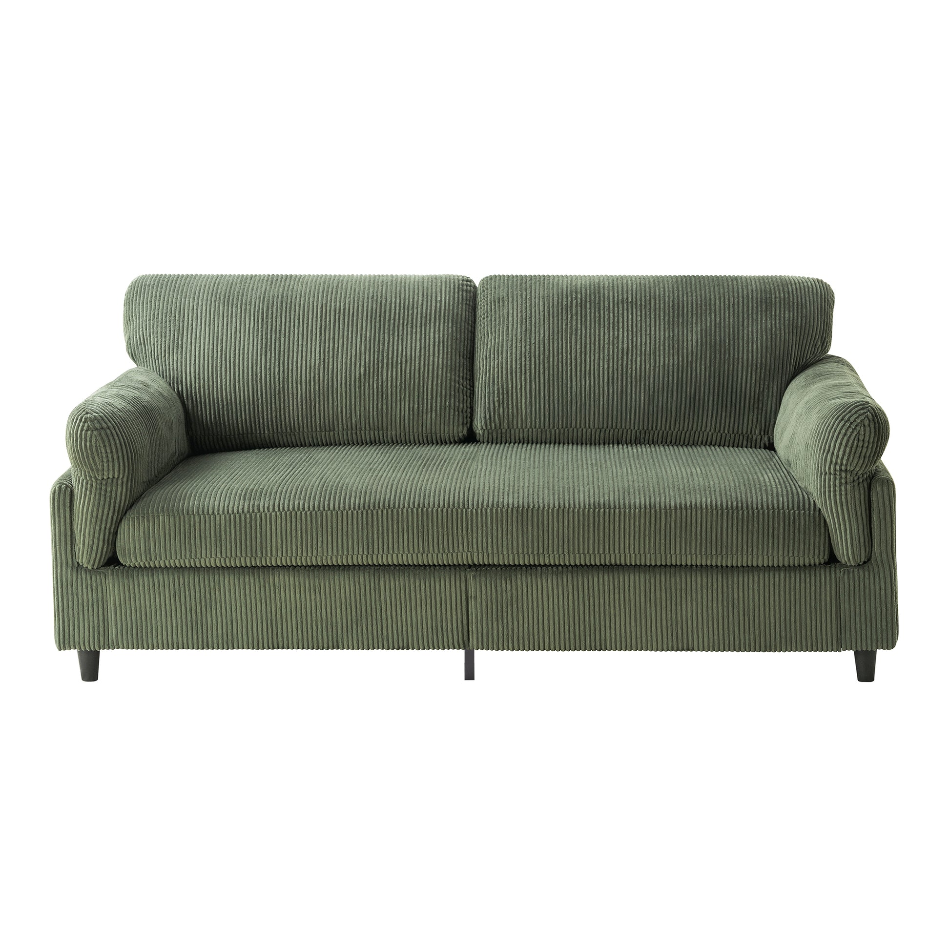 82.6" Corduroy Loveseat Sofa, Mid-Century Modern 2-Seater Couch, Iron & Wood Frame Construction,Soft Fabric Upholstered Love Seat for Living Room & Bedroom image 2
