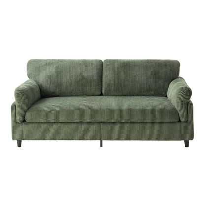 82.6" Corduroy Loveseat Sofa, Mid-Century Modern 2-Seater Couch, Iron & Wood Frame Construction,Soft Fabric Upholstered Love Seat for Living Room & Bedroom image 2