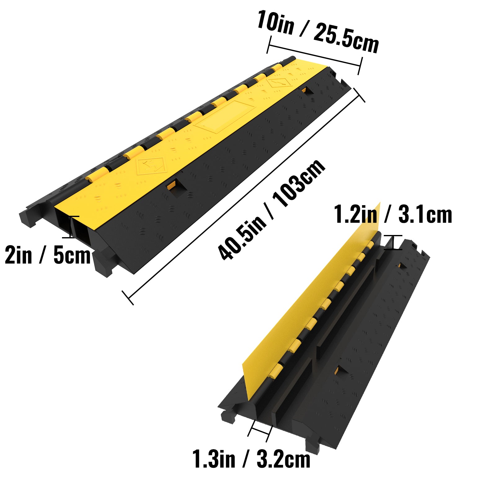 5-Set Rubber Cable Guard, Dual-Channel, Durable 66,000 lbs Capacity, Wire & Hose Protection Speed Bump for Driveways (2-Channel, 5 Sets-66,000 lbs) image 5