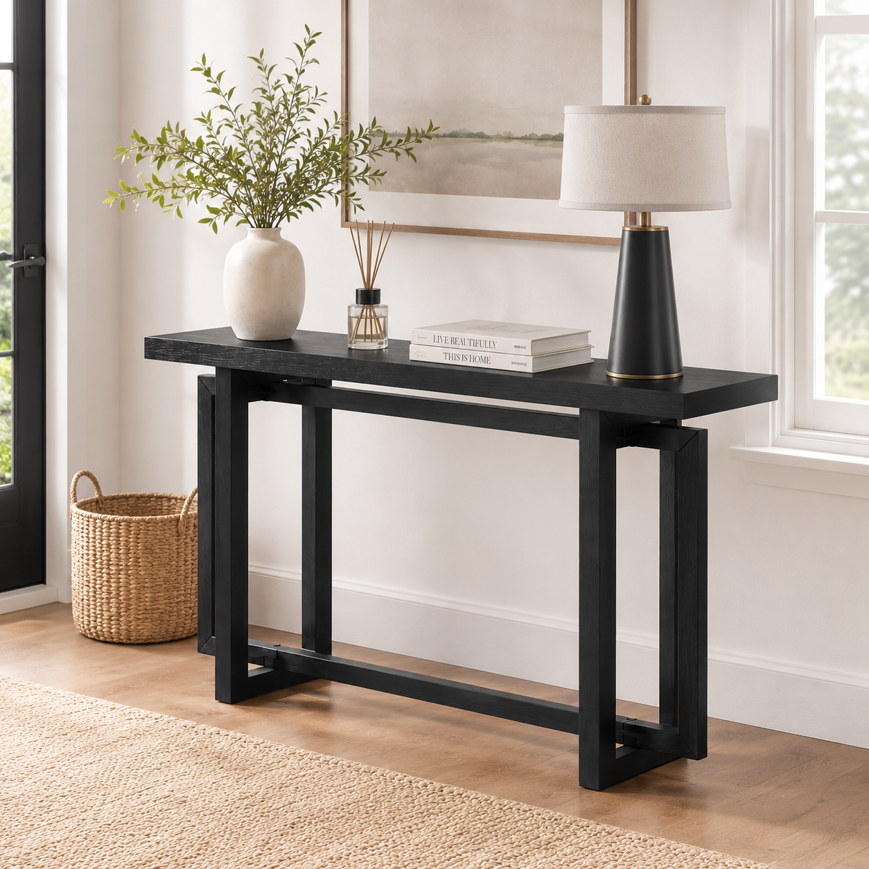 59" Narrow Console Table - MDF Entryway Sofa Table for Hallway, Living Room, Foyer with Space-Saving Design image 8