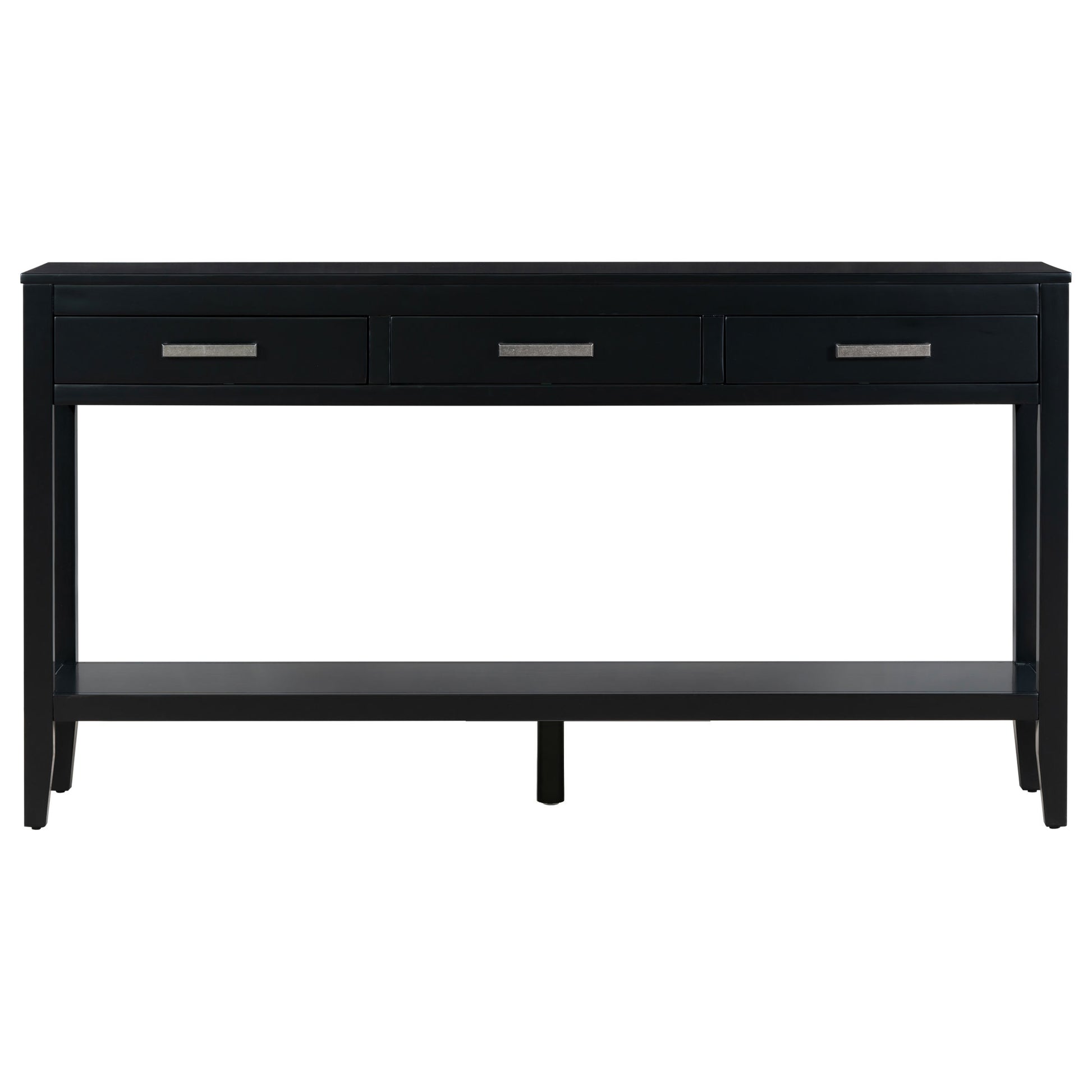 U_STYLE 59.1'' Farmhouse Entryway Table with 3 Drawers, Painted Console Table with Bottom Shelf & Iron Handles, Minimalist Sofa Table for Living Room, Hallway, Kitchen, Bedroom, Office image 10