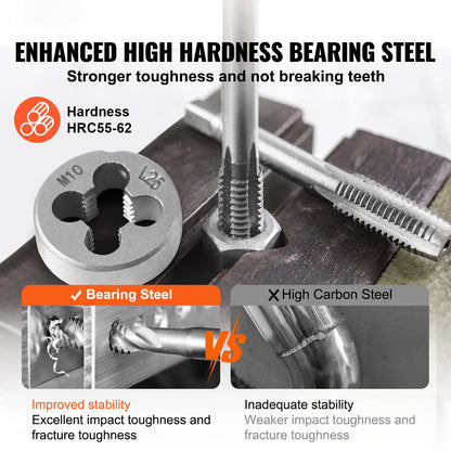 Tap and Die Set, 40-Piece Include Metric Size M3 to M12, Bearing Steel Taps and Dies, Essential Threading Tool for Cutting External Internal Threads, with Complete Accessories and Storage Case image 2
