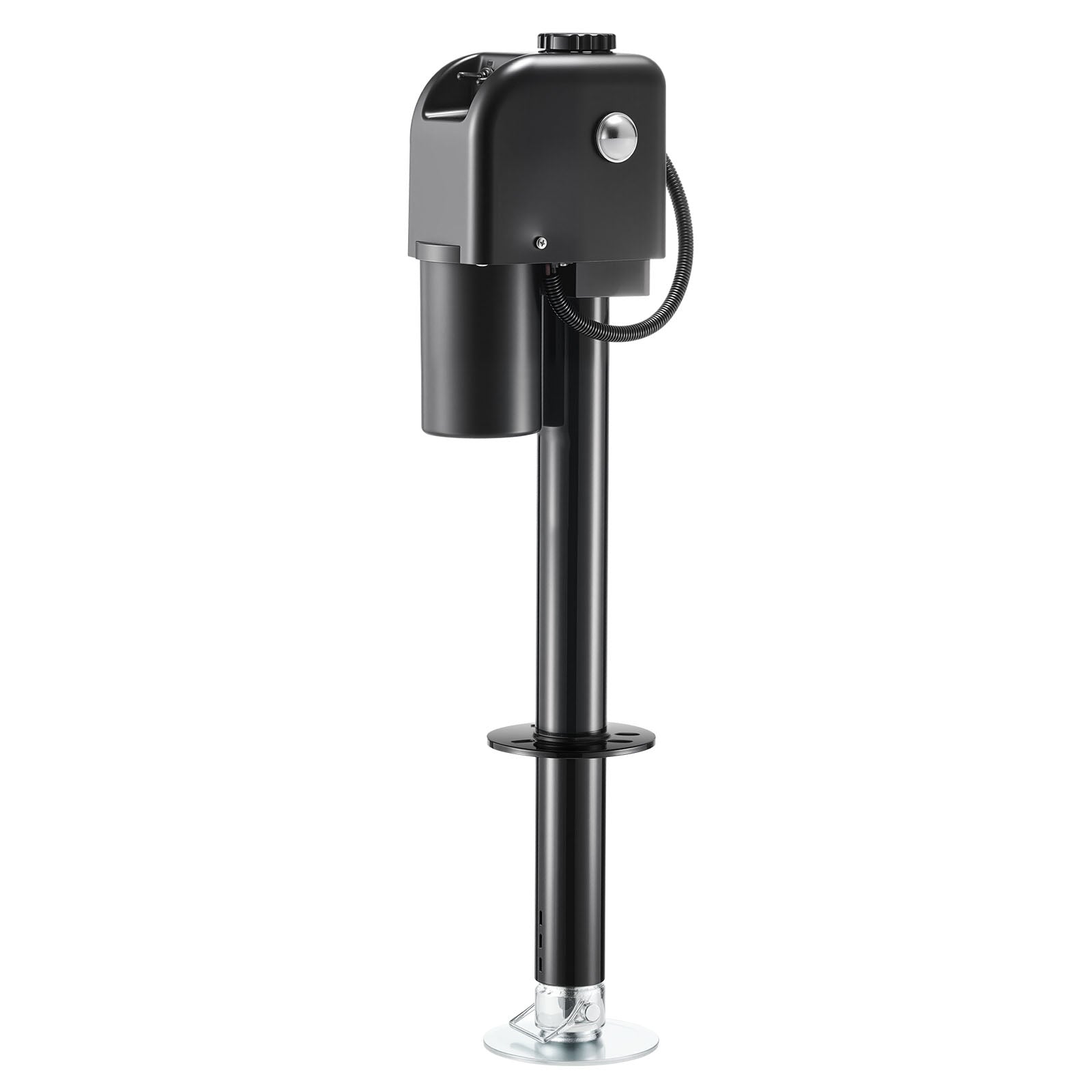Electric Trailer Jack, 7500 lbs Capacity, Electric Power Tongue Jack with Waterproof Protective Cover & LED Light for Travel Trailer, Camper, RV, 9.84-27.84 in Lift, 12V DC with Wiring, Black image 1