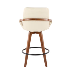 Cosmo Mid-Century Counter Stool in Walnut and Cream Faux Leather by LumiSource
