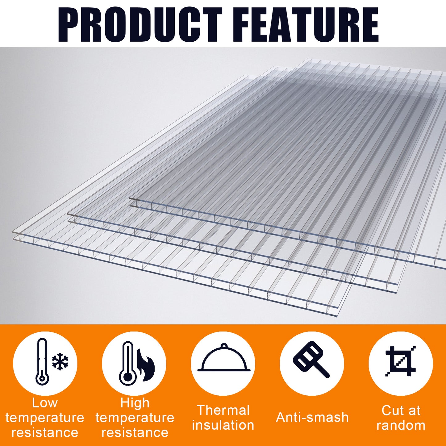 4x2 FT 16PCS Polycarbonate Twin Wall Sheets, Shatterproof UV Blocking Greenhouse Cover Panels, Lightweight Insulated Roof Panels for Outdoor Garden, Patio and Balcony Use image 6