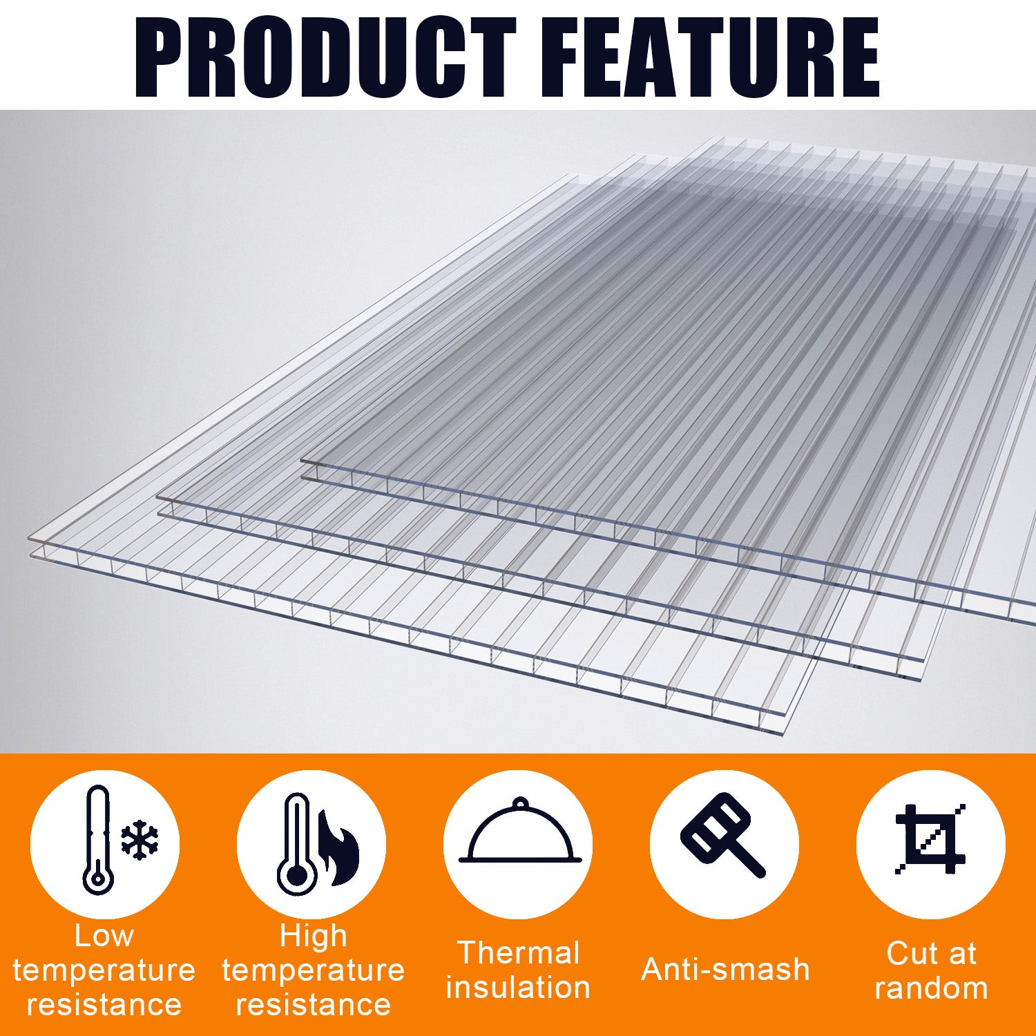 4x2 FT 16PCS Polycarbonate Twin Wall Sheets, Shatterproof UV Blocking Greenhouse Cover Panels, Lightweight Insulated Roof Panels for Outdoor Garden, Patio and Balcony Use image 6