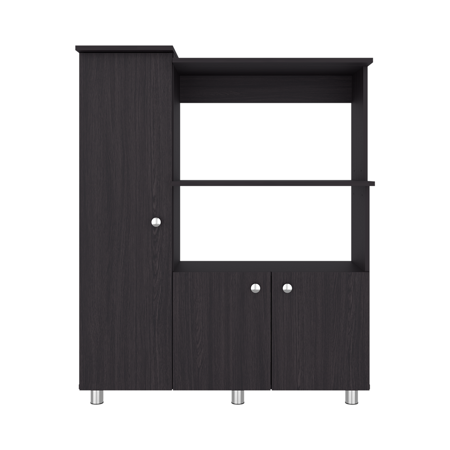 Opulence Line Multystorage Pantry Cabinet Dark Brown Modern Kitchen Storage Organizer with Multi-Shelf Design and Compact Functional Layout image 4