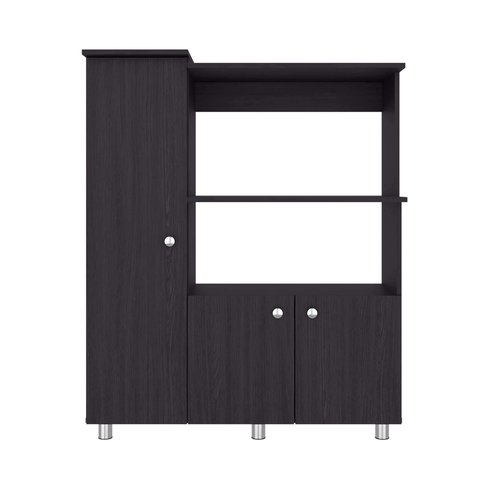 Opulence Line Multystorage Pantry Cabinet Dark Brown Modern Kitchen Storage Organizer with Multi-Shelf Design and Compact Functional Layout image 4