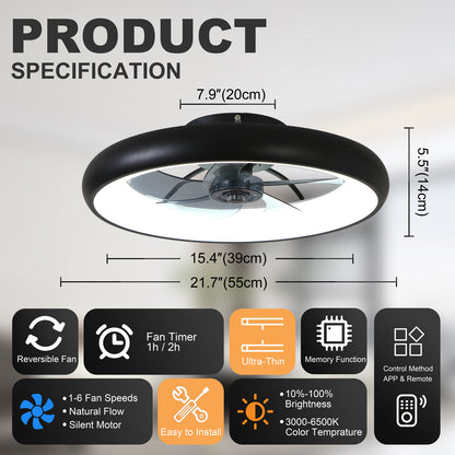Ultra-thin ceiling fan with LED light - product overview