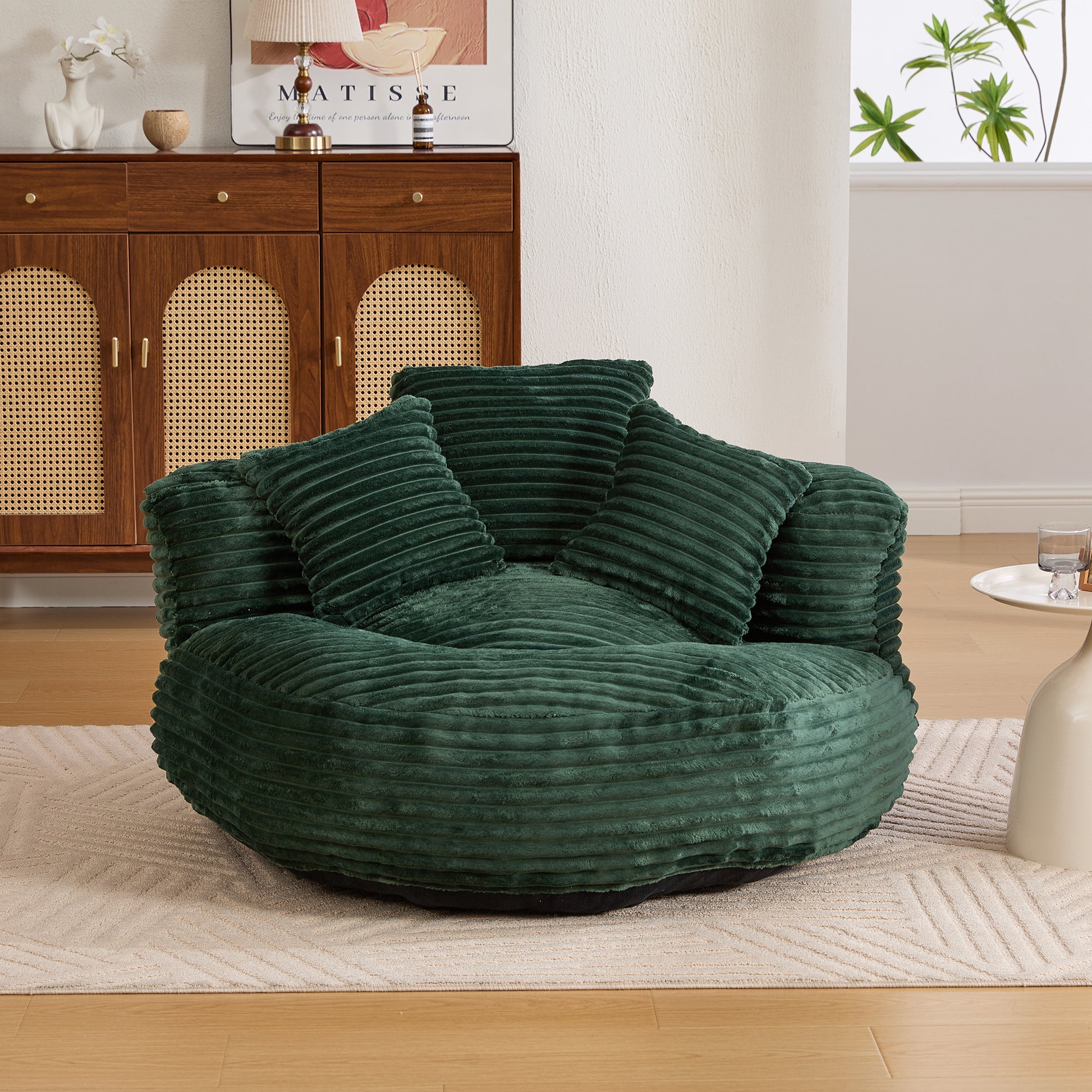 Single Bean Bag Chairs, Bean Bag Sofa for Adults, Kids,Corduroy Bean Bag Chair with 3 Pillows & Armrest,Beanbag Chair & Lazy Sofa with Foam Filler for Bedroom Living Room Dorm image 8