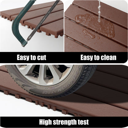 24 pieces of outdoor terrace deck tiles, DIY interlocking decking floor tiles, easy to install patio tiles, suitable for indoor and outdoor balcony backyard poolside,Brown image 5