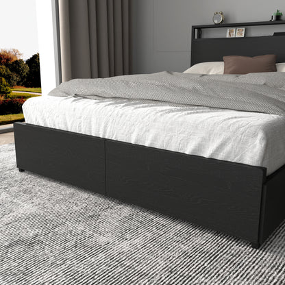 Full Bed Frame, Storage Headboard with Charging Station, Solid and Stable, Noise Free, No Box Spring Needed, Easy Assembly image 6