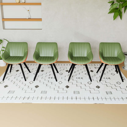 A set of 4 dining chairs, medieval modern kitchen dining chair, PU decorative chairs with black metal legs, suitable for home&kitchen (Green and Orange) image 3