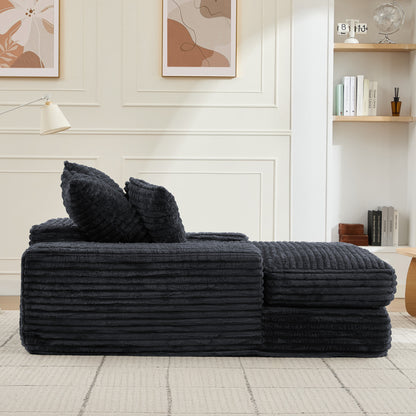 012-Luxury Corduroy Convertible Chaise Lounge with 4 Pillows, Ultra-Soft Sofa Bed No Assembly Required, Instant Setup Lounge Chair Bed for Living Room, Apartment & Small Spaces,Grey image 12