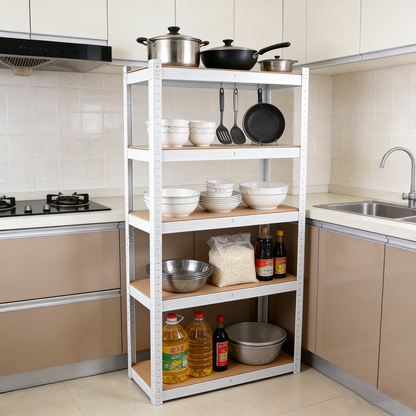 5 Tier Laminated White Metal Shelving Unit Adjustable Garage Storage Utility Rack Heavy Duty Shelves Organization Multipurpose Shelf Warehouse Basement Pantry 29" W x 12" D x 59" H 1Pack image 9