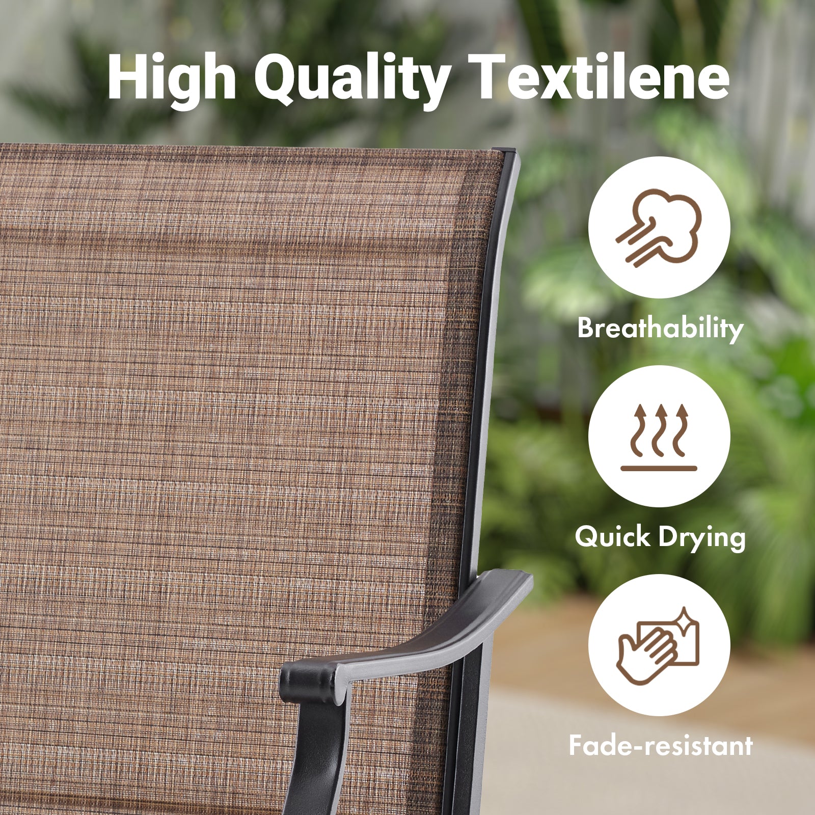 Outdoor Dining Chairs Set of 2, 360°Swivel Patio Dining Chair with Textilene Fabric, Outdoor Metal Armchair All Weather Resistant, Ergonomic Comfort, Perfect for Patio, Backyard, Balcony image 5