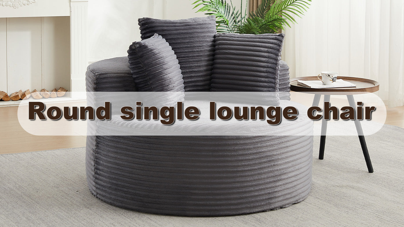 43-inch round corduroy single sofa, comfortable lounge chair, comes with three pillows, minimalist design, perfect for bedrooms, lounges, game rooms, and living rooms image 3