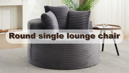43-inch round corduroy single sofa, comfortable lounge chair, comes with three pillows, minimalist design, perfect for bedrooms, lounges, game rooms, and living rooms image 3