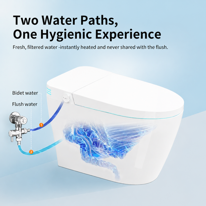 Tankless Smart Toilet With Bidet Built In, One-piece Bidet Toilet Seat, Auto Flush, Auto Open/Close,Heated Seat, Warm Water and Dry, Adjustable Temp,Remote Control Side Know image 12