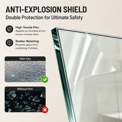 56-60" W x 72" H Framed Double Sliding Shower Door, 1/4" (6mm) Clear Tempered Glass with Safety Film and Nano Coating, Waterproof Seals, Matte Black image 10