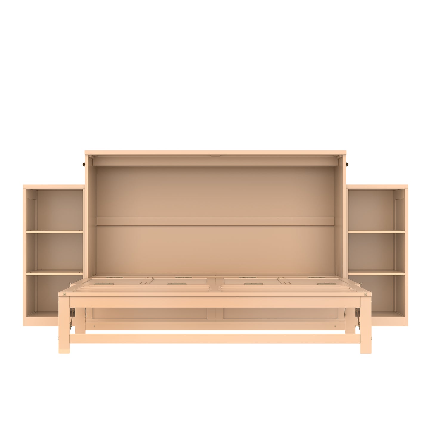 Queen size Murphy bed with spacious storage drawers and shelves, Ideal for guest rooms or compact bedrooms,Golden image 6