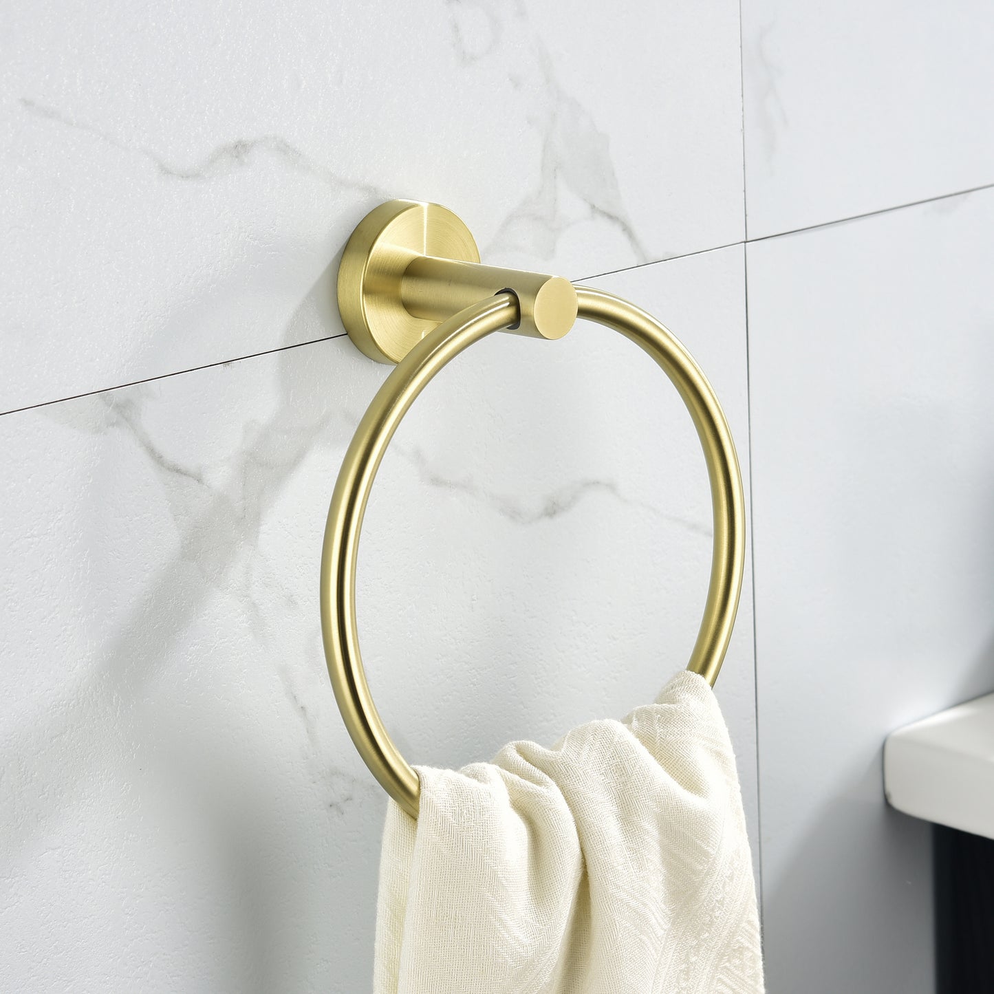 6-Pieces Bathroom Hardware Accessories Set, Bath Towel Bar, Towel Ring, Toilet Paper Holder and Towel Hooks for Wall Mounted image 11