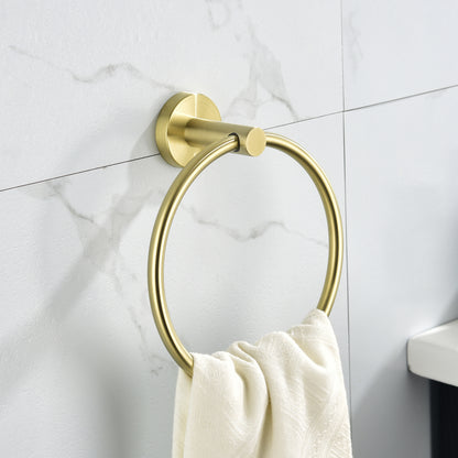 6-Pieces Bathroom Hardware Accessories Set, Bath Towel Bar, Towel Ring, Toilet Paper Holder and Towel Hooks for Wall Mounted image 11