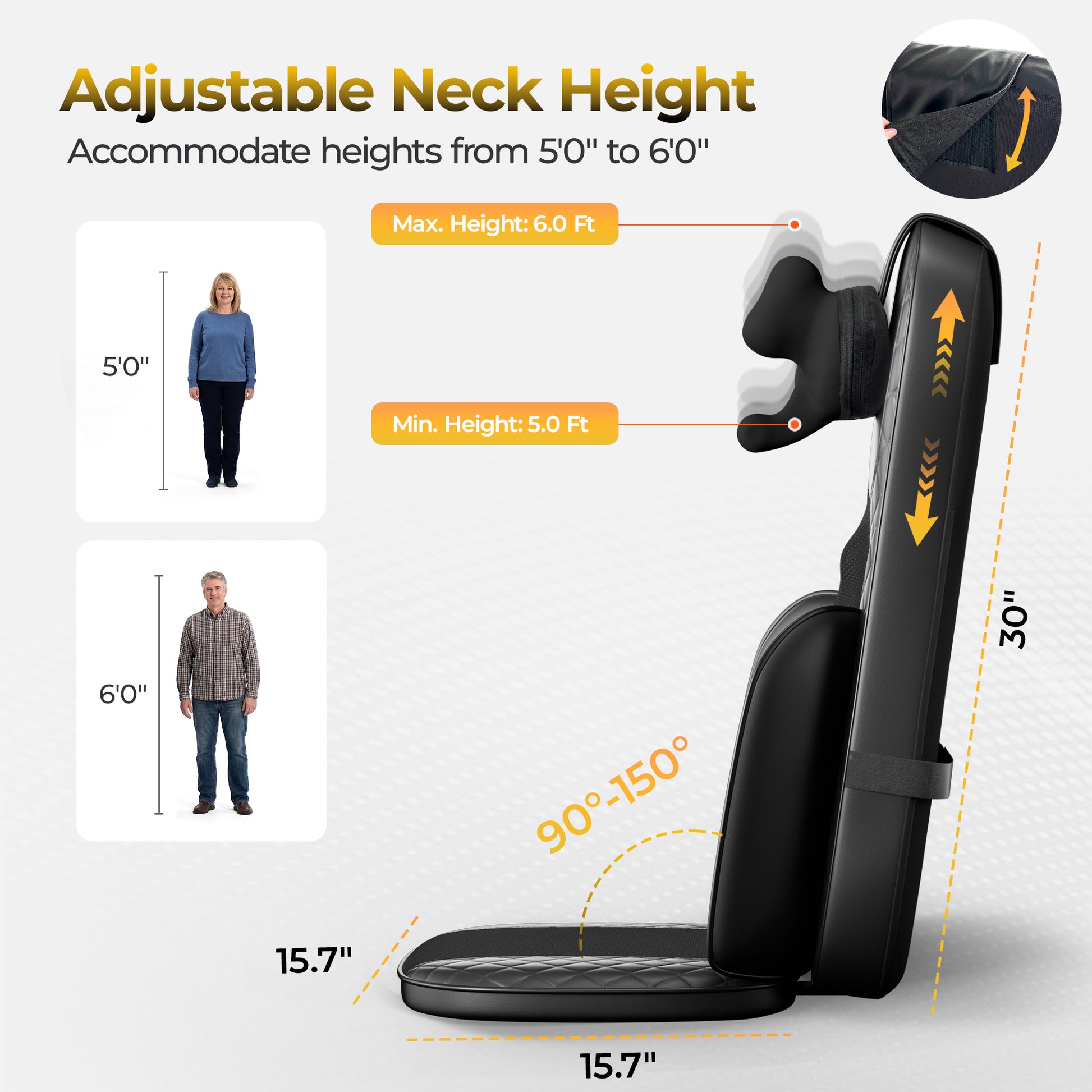 Massage Chair Pad, 3-in-1 Shiatsu Neck and Back Massager Cushion with Heat, Adjustable Height & Intensity, Full Body Massage Pad for Recliner and Sofa, Fathers Day Dad Gifts image 3