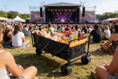 Big large capacity Folding cart Extra Long Extender Wagon Cart Folding Wagon Garden Shopping Beach Cart (black + orange) image 9