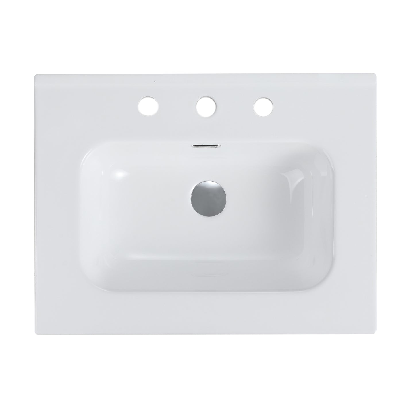 BB0924Y331, Integrated white ceramic basin with three predrilled faucet holes, drain assembly NOT included image 7