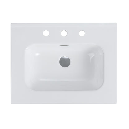 BB0924Y331, Integrated white ceramic basin with three predrilled faucet holes, drain assembly NOT included image 7